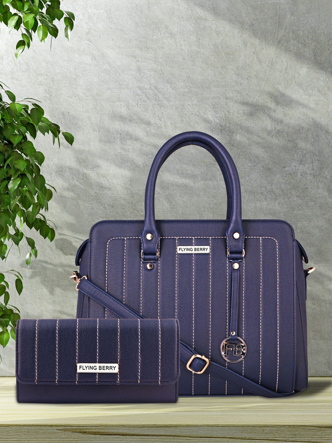 

FLYING BERRY Blue Textured Handheld Bag Combo