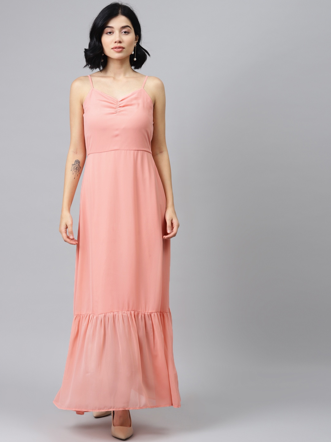 

SASSAFRAS Women Pink Solid Maxi Dress