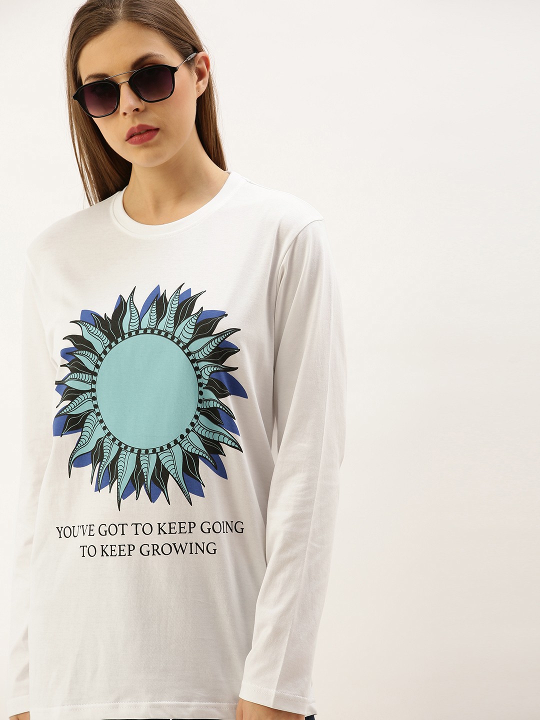 

DILLINGER Women White Printed Round Neck Oversized T-shirt