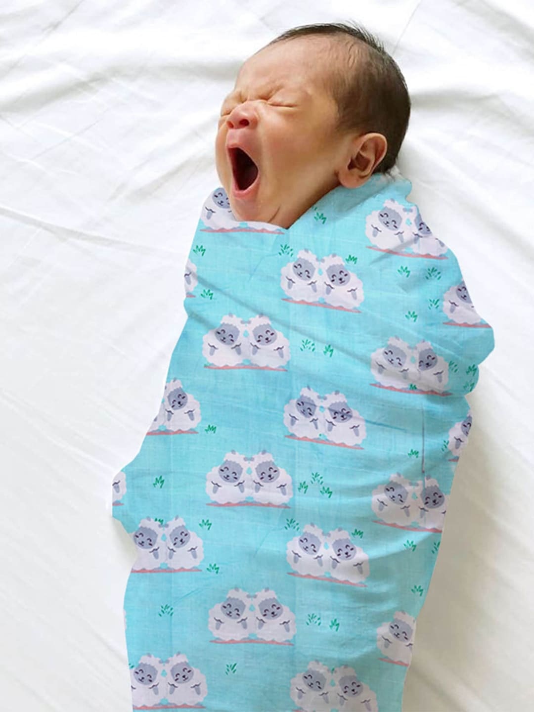 

Polka Tots Blue & Grey Printed 100% Organic Cotton Swaddle Wrap