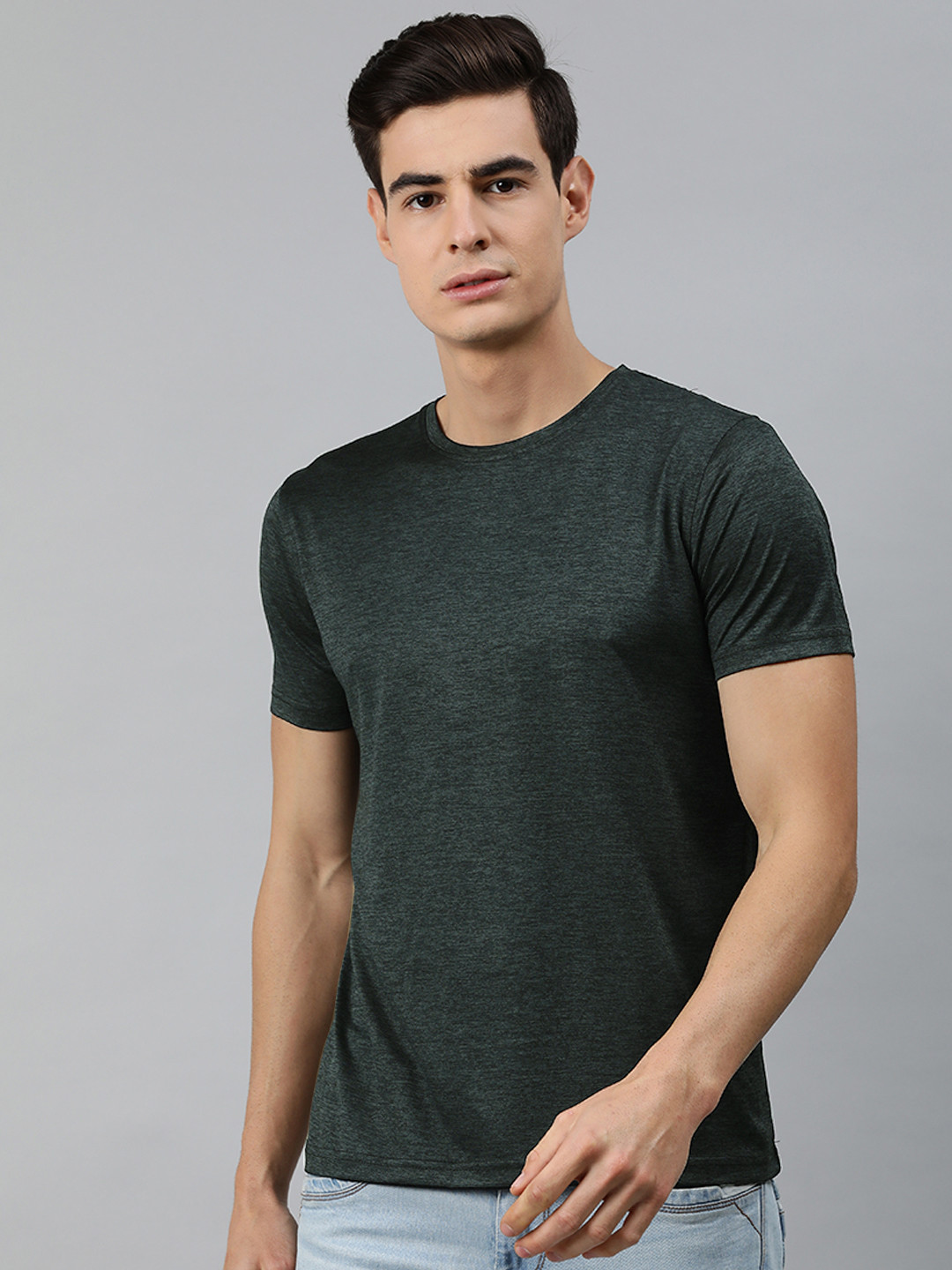 

MARCA Disati Men Black Solid Round Neck T-shirt