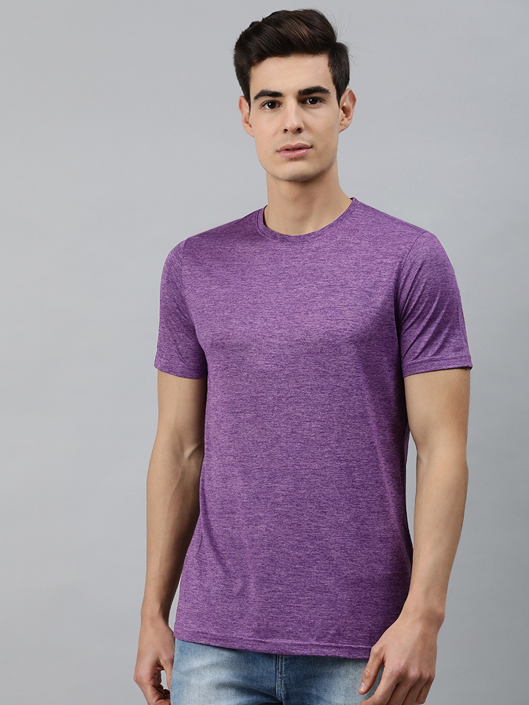 

MARCA Disati Men Purple Solid Round Neck T-shirt