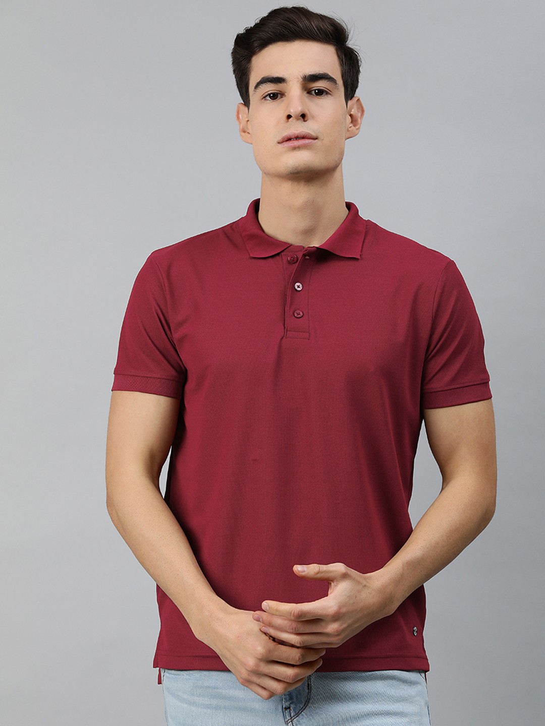

MARCA Disati Men Maroon Solid Polo Collar T-shirt