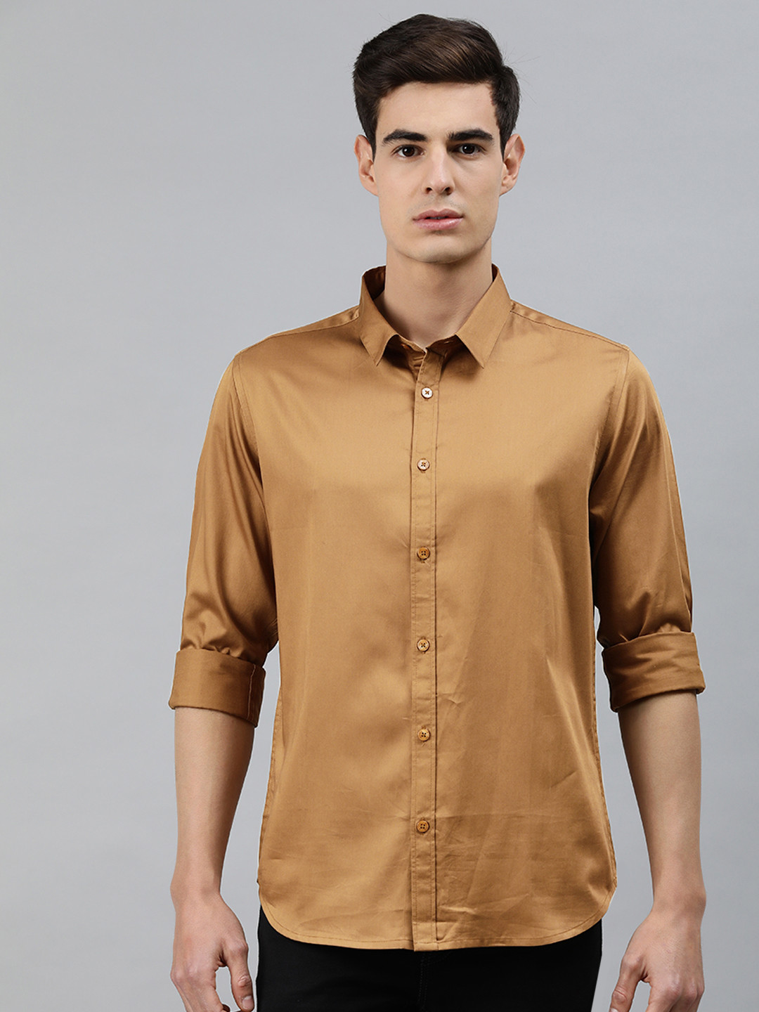 

MARCA Disati Men Copper-Toned Slim Fit Solid Casual Shirt