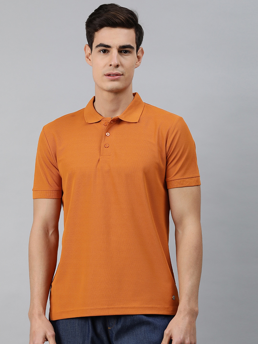 

MARCA Disati Men Orange Solid Polo Collar T-shirt