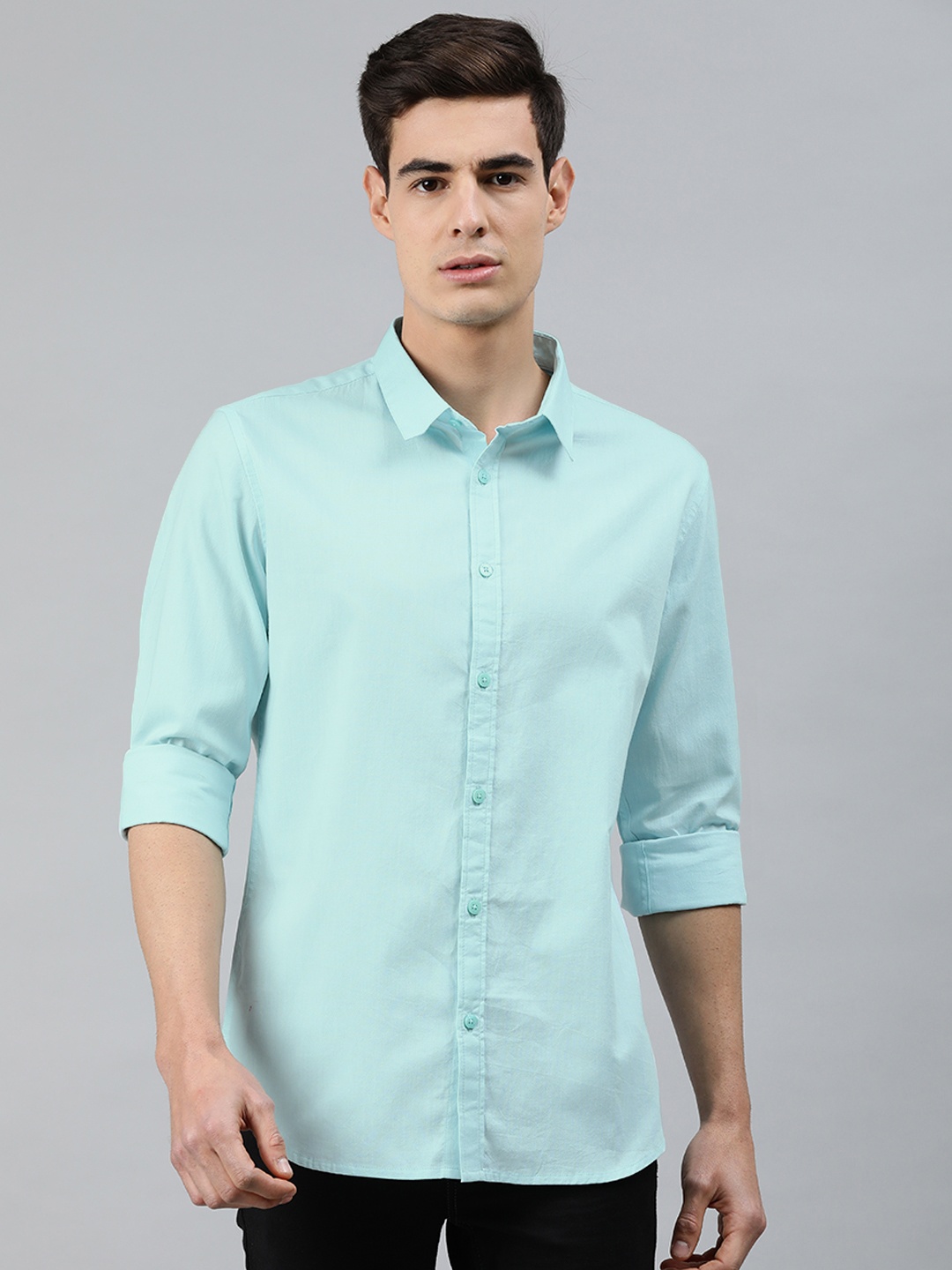 

MARCA Disati Men Turquoise Blue Slim Fit Solid Casual Shirt