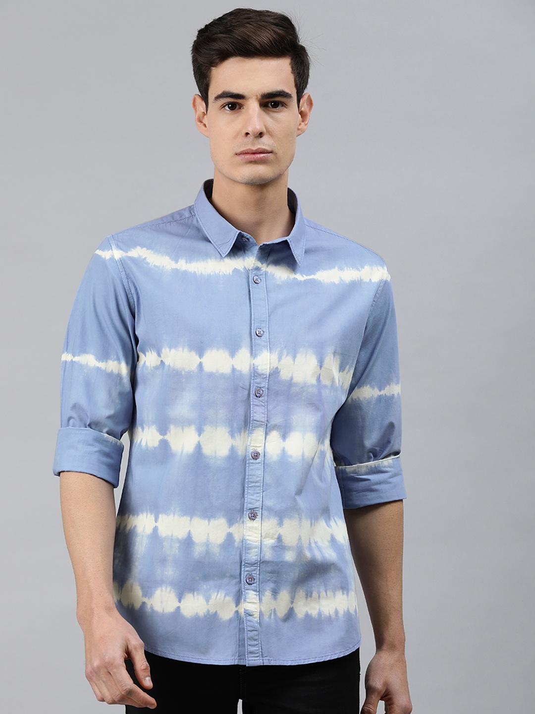 

MARCA Disati Men Blue & White Slim Fit Dyed Casual Shirt