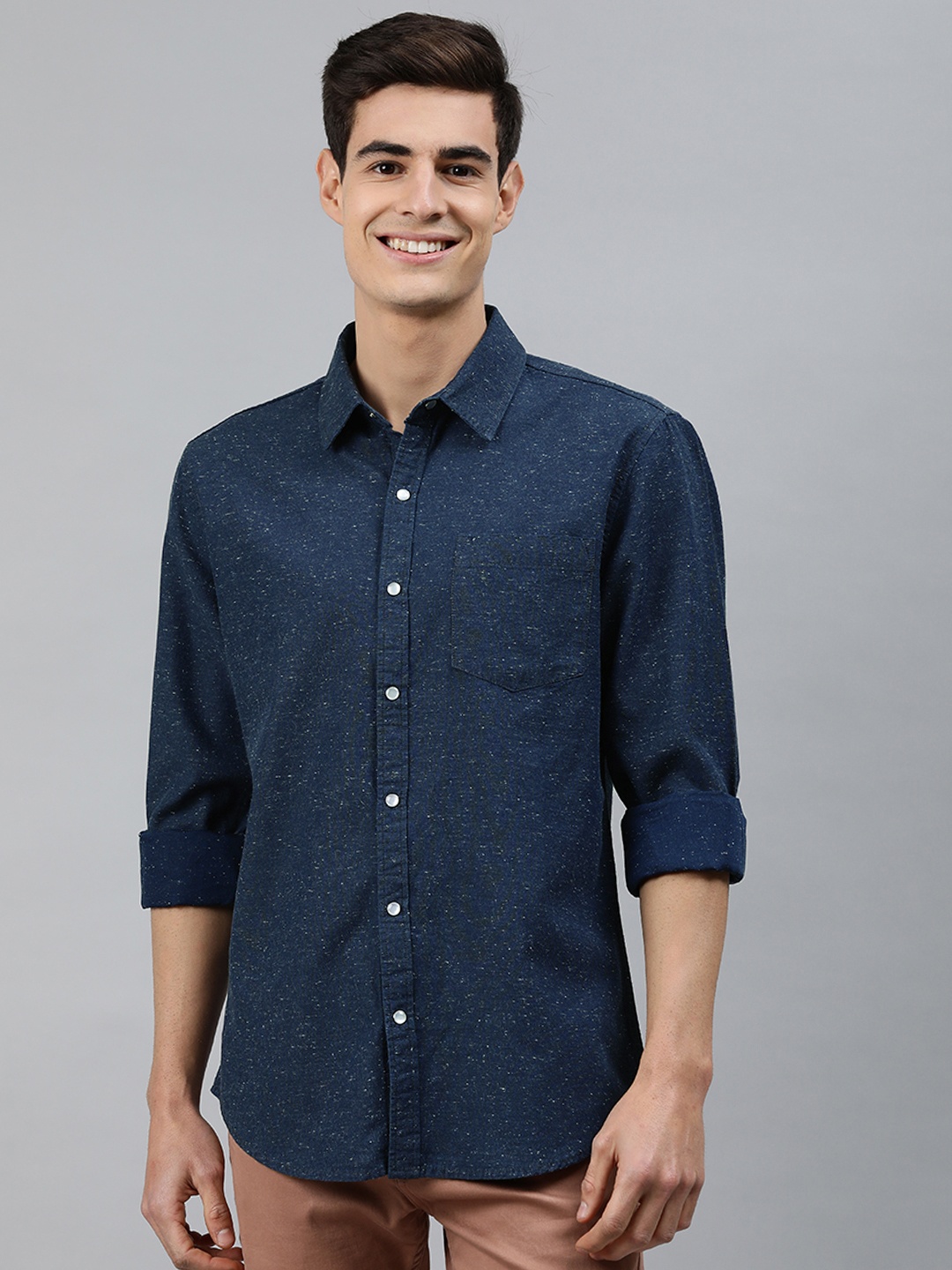 

MARCA Disati Men Navy Blue Slim Fit Solid Casual Shirt