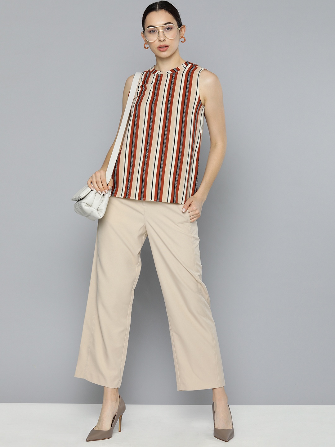 

Chemistry Multicoloured Striped Regular Top With Tie-Up Detailing, Multi