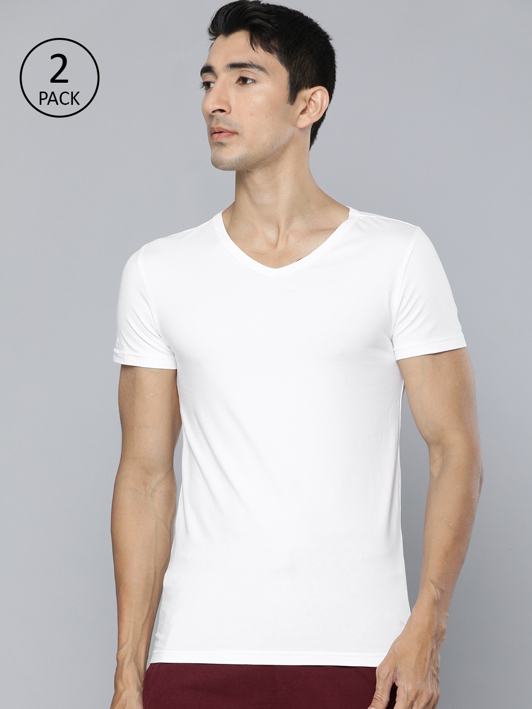 

Puma Men Pack of 2 White Solid Stretch Crew Innerwear Vests