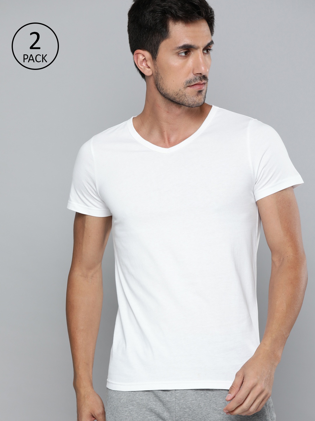 

Puma Men Pack of 2 White Solid Innerwear Vests