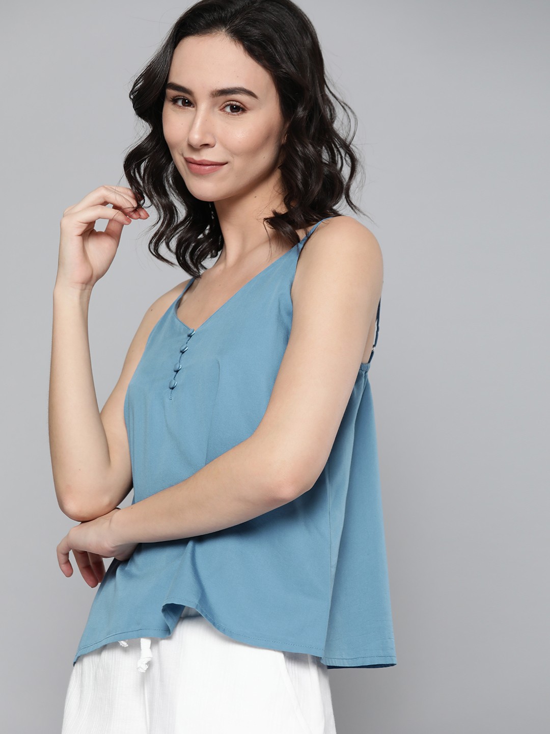 

M&h Easy Women Blue A-line Shoulder Straps Top