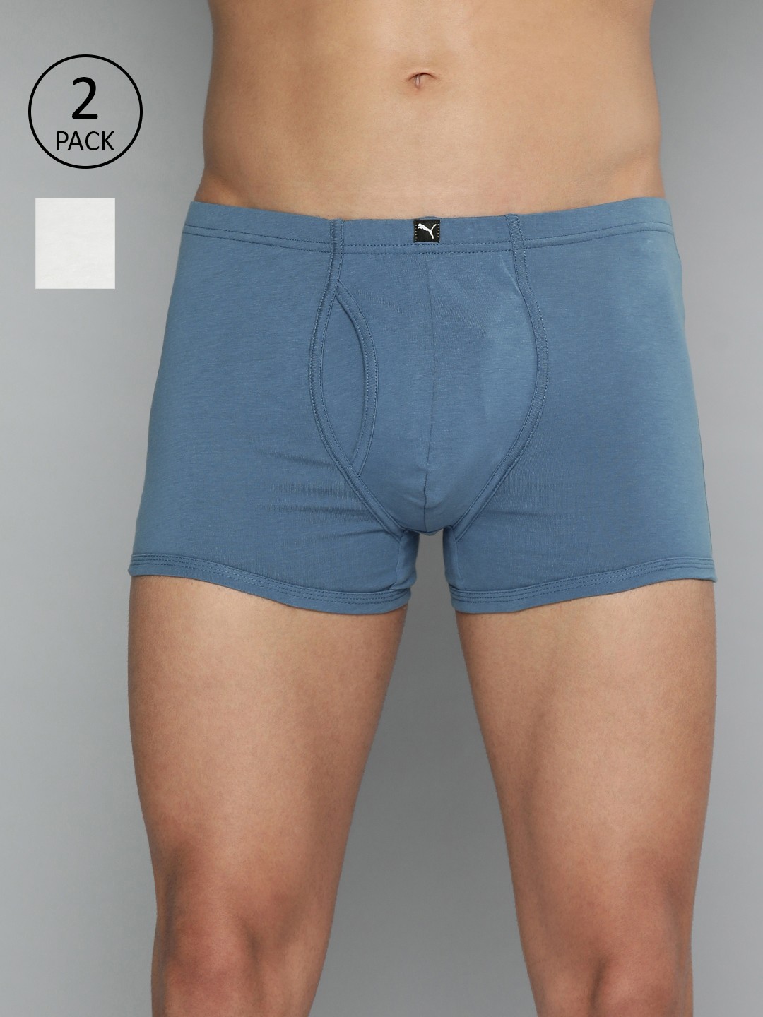 

Puma Men Pack of 2 White & Blue Solid Trunks 93212102