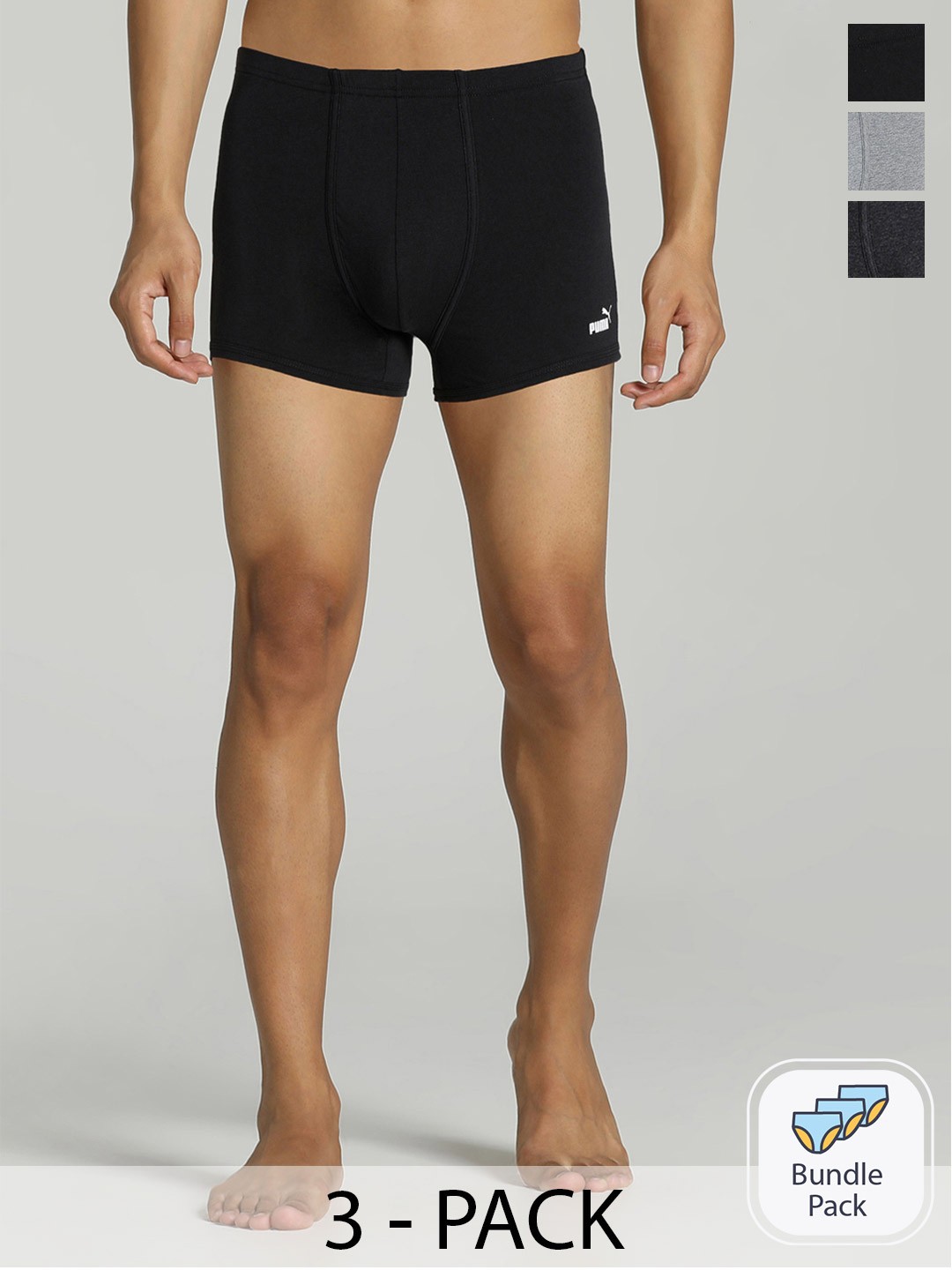 

Puma Men Pack of 3 Solid Stretch Trunks 93212003, Black