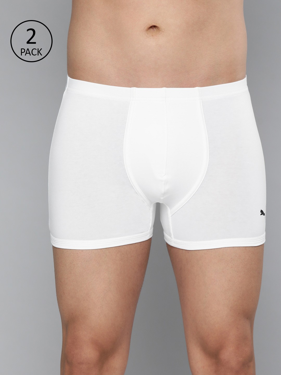 

Puma Men Pack of 2 White Solid Stretch Trunks 93211801