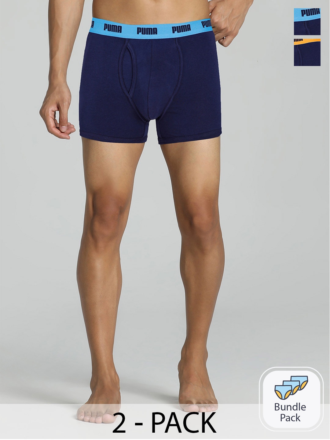

Puma Men Navy Blue Pack of 2 Solid Stretch Trunk EWB 11 Trunks 93212801