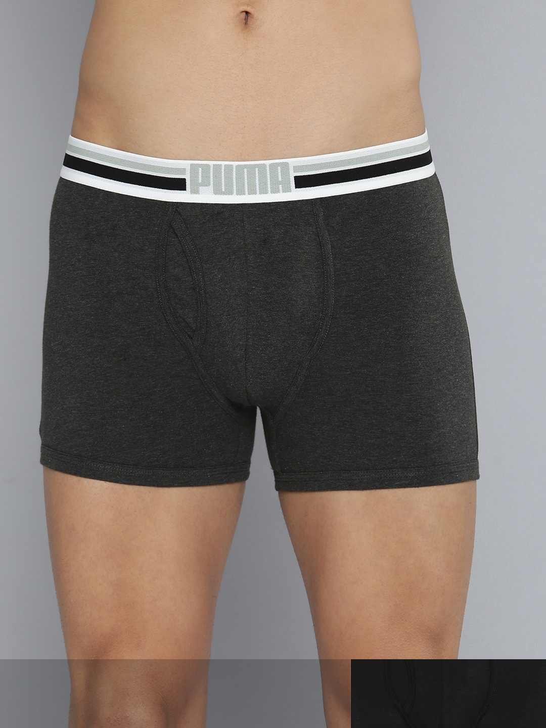 

Puma Men Pack of 2 Solid Anti-Microbial Stretch Trunks 93212702, Black