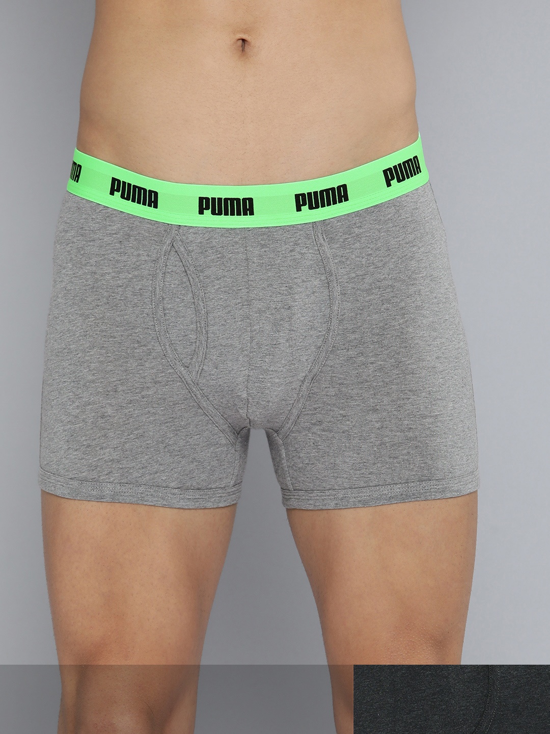 

Puma Men Pack of 2 Solid Anti-Microbial Stretch Trunks 93212802, Charcoal