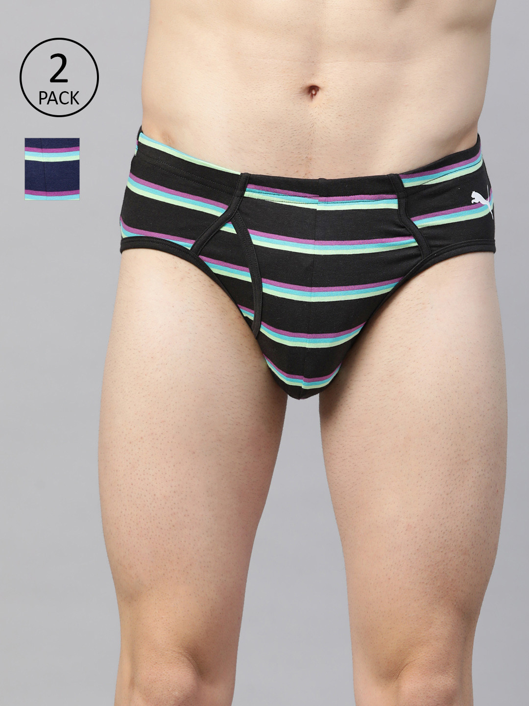 

Puma Men Pack of 2 Assorted Striped Basic Briefs