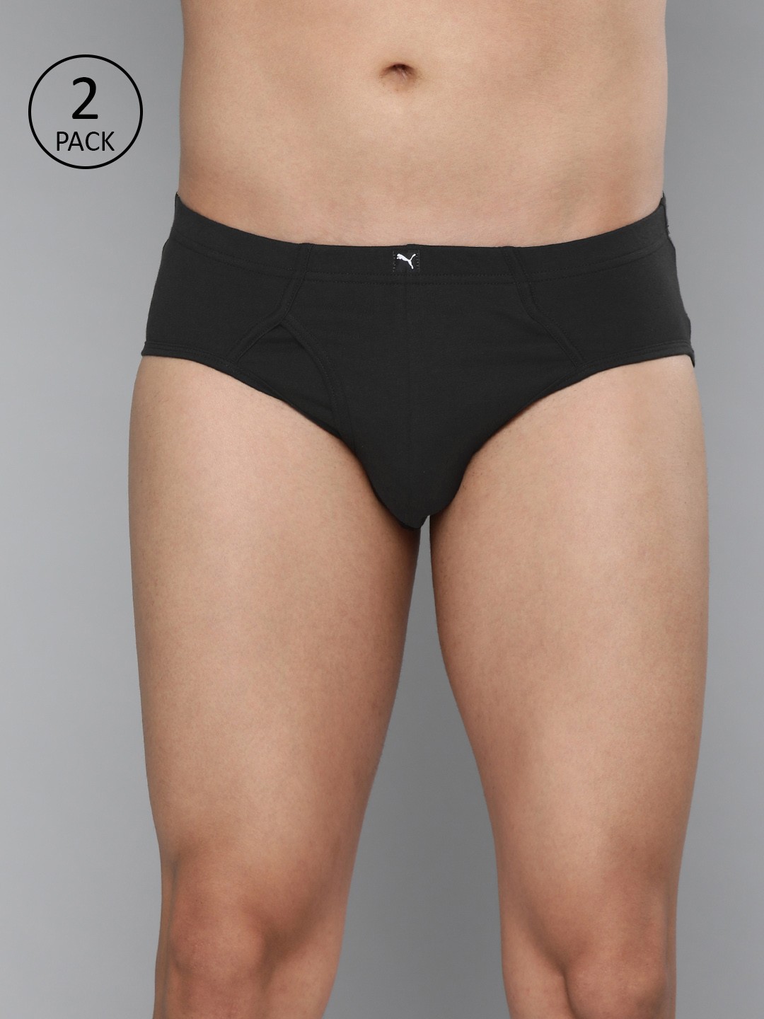 

Puma Men Pack of 2 Black Basic Solid Plain Brief 93210403