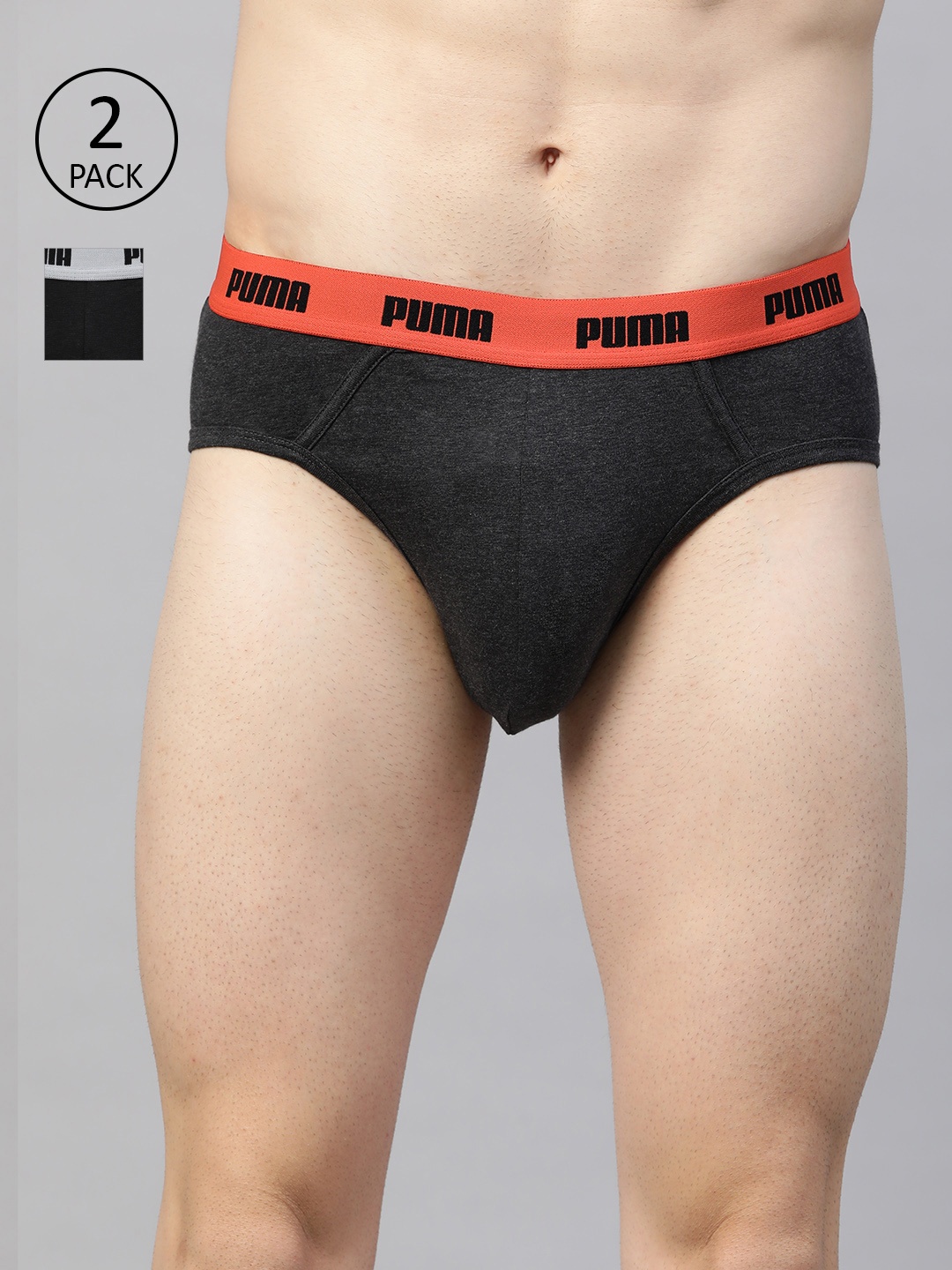 

Puma Men Pack of 2 Solid Stretch Brief 93210501, Black