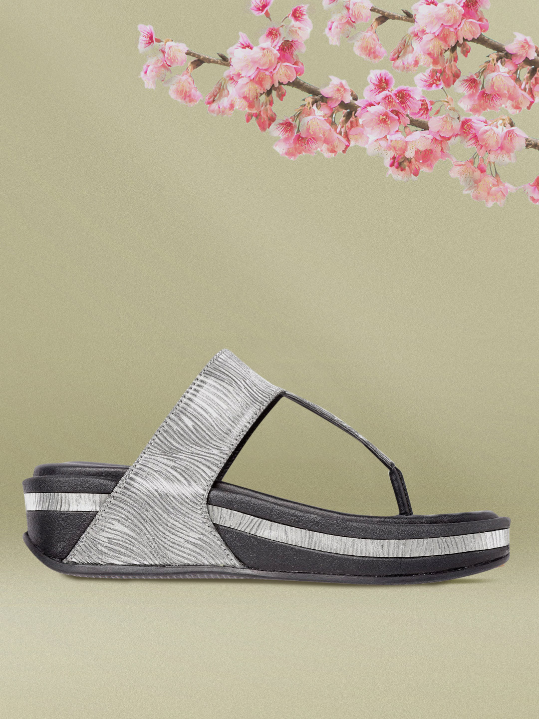 

Anouk Silver-Toned Textured Comfort Heels