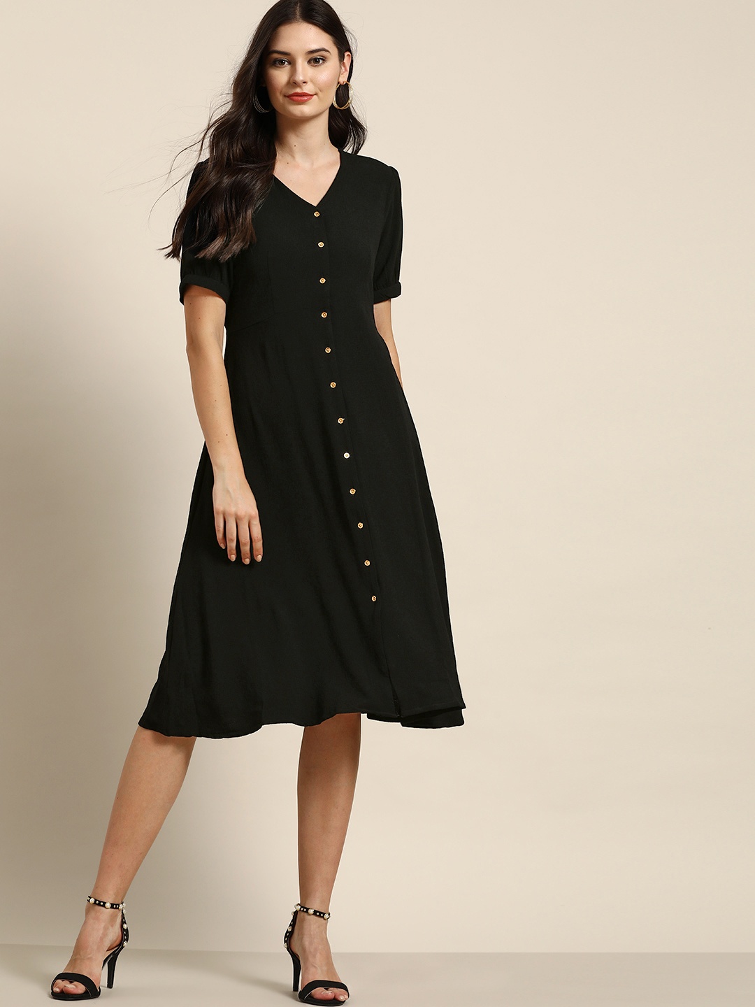 

all about you Women Black Solid A-Line Dress