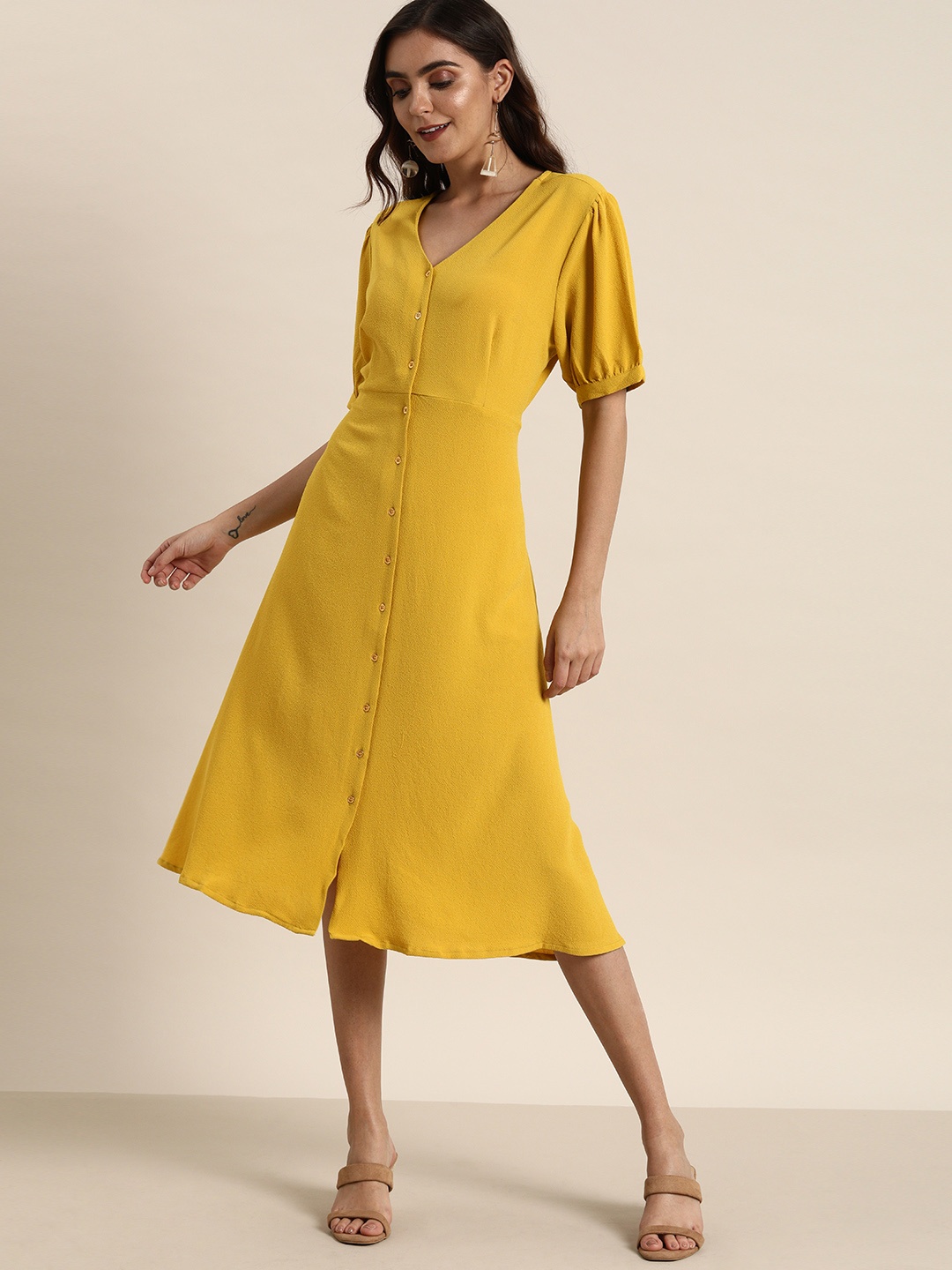 

all about you Women Green Solid A-Line Dress