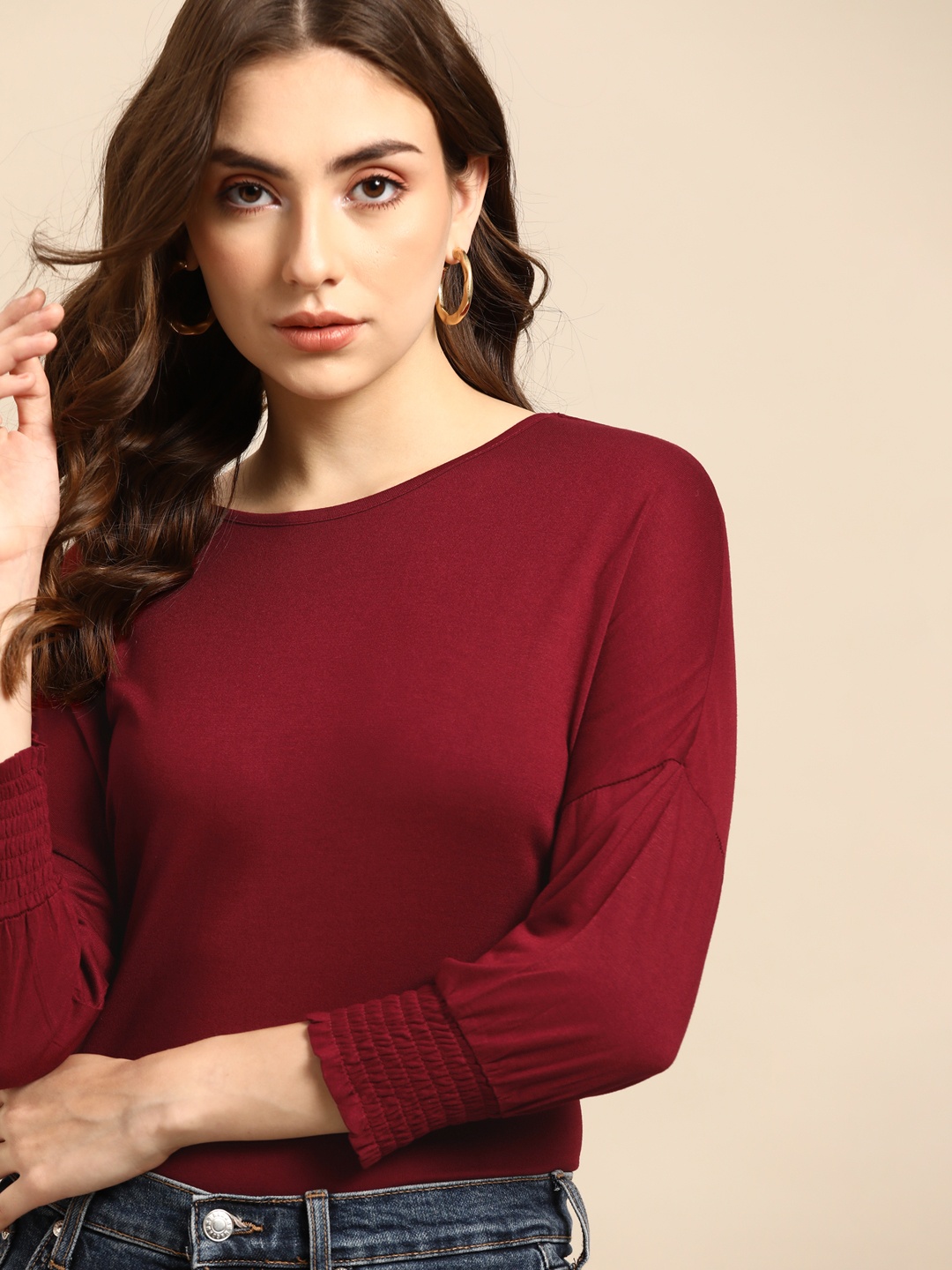 

all about you Women Maroon Solid Top