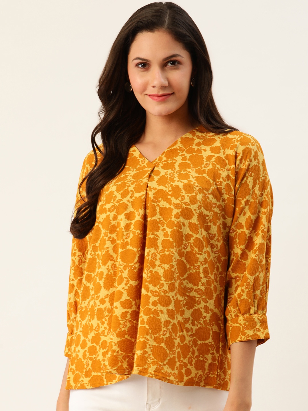 

all about you Yellow Floral Print Regular Top