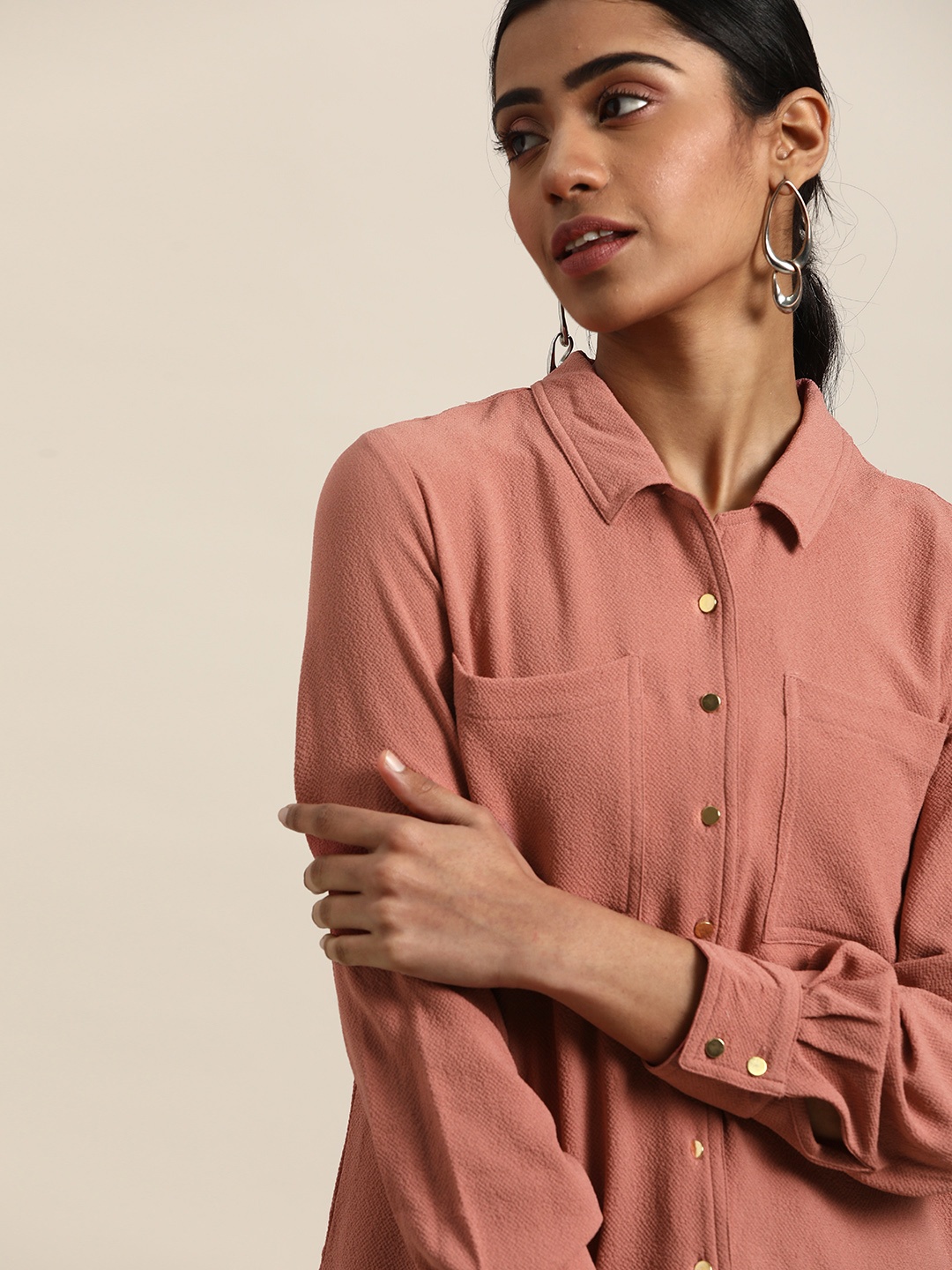 

all about you Women Mauve Women Green Solid Regular Fit Solid Casual Shirt