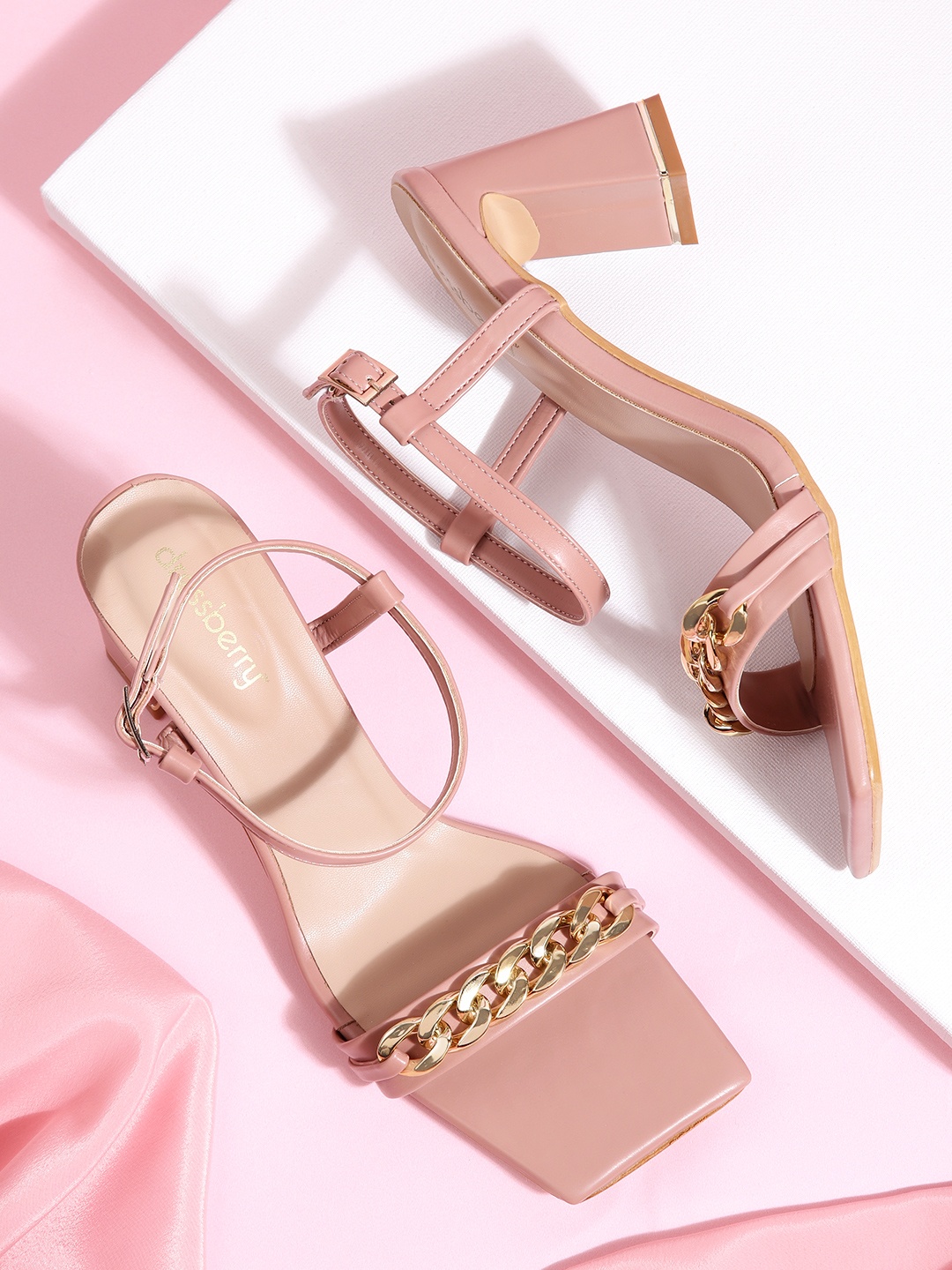 

DressBerry Peach-Coloured Block Heel Sandals