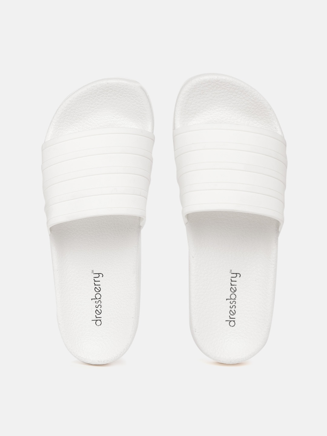 

DressBerry Women White Striped Sliders