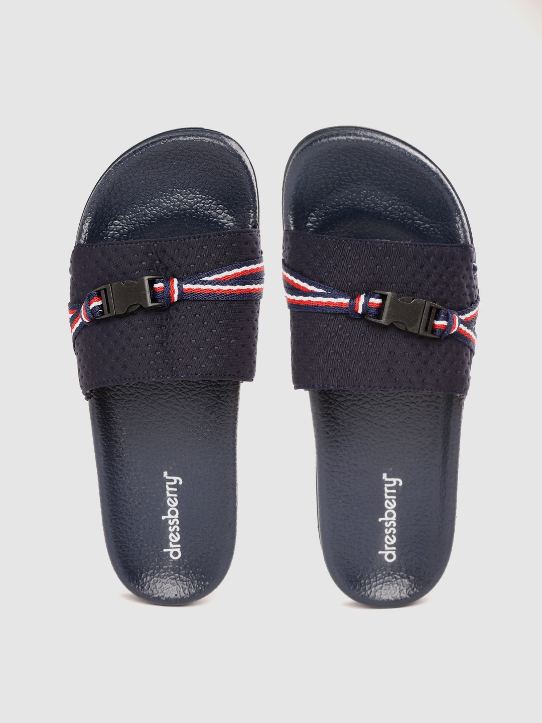 

DressBerry Women Navy Blue Perforated Sliders