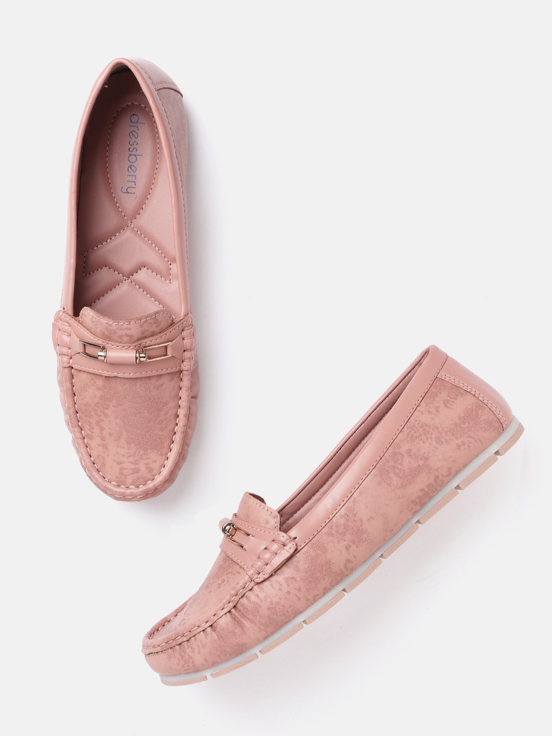 

DressBerry Women Nude-Coloured Printed Horsebit Loafers