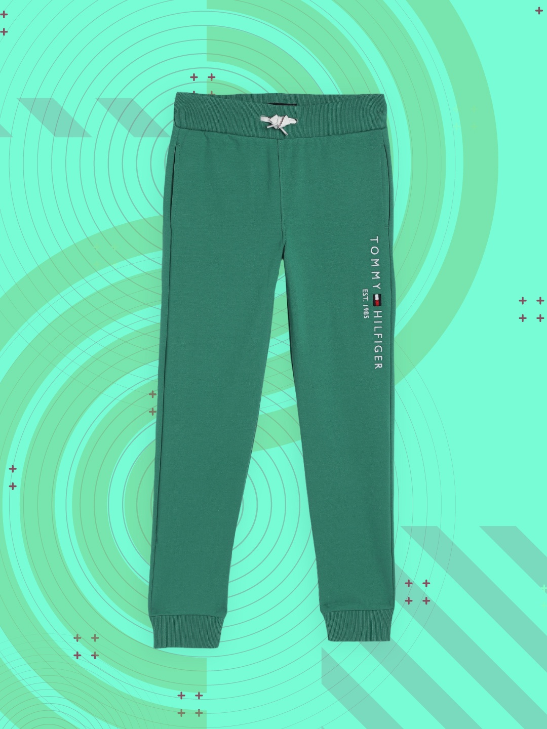 

Tommy Hilfiger Boys Green Solid Slim Fit Joggers