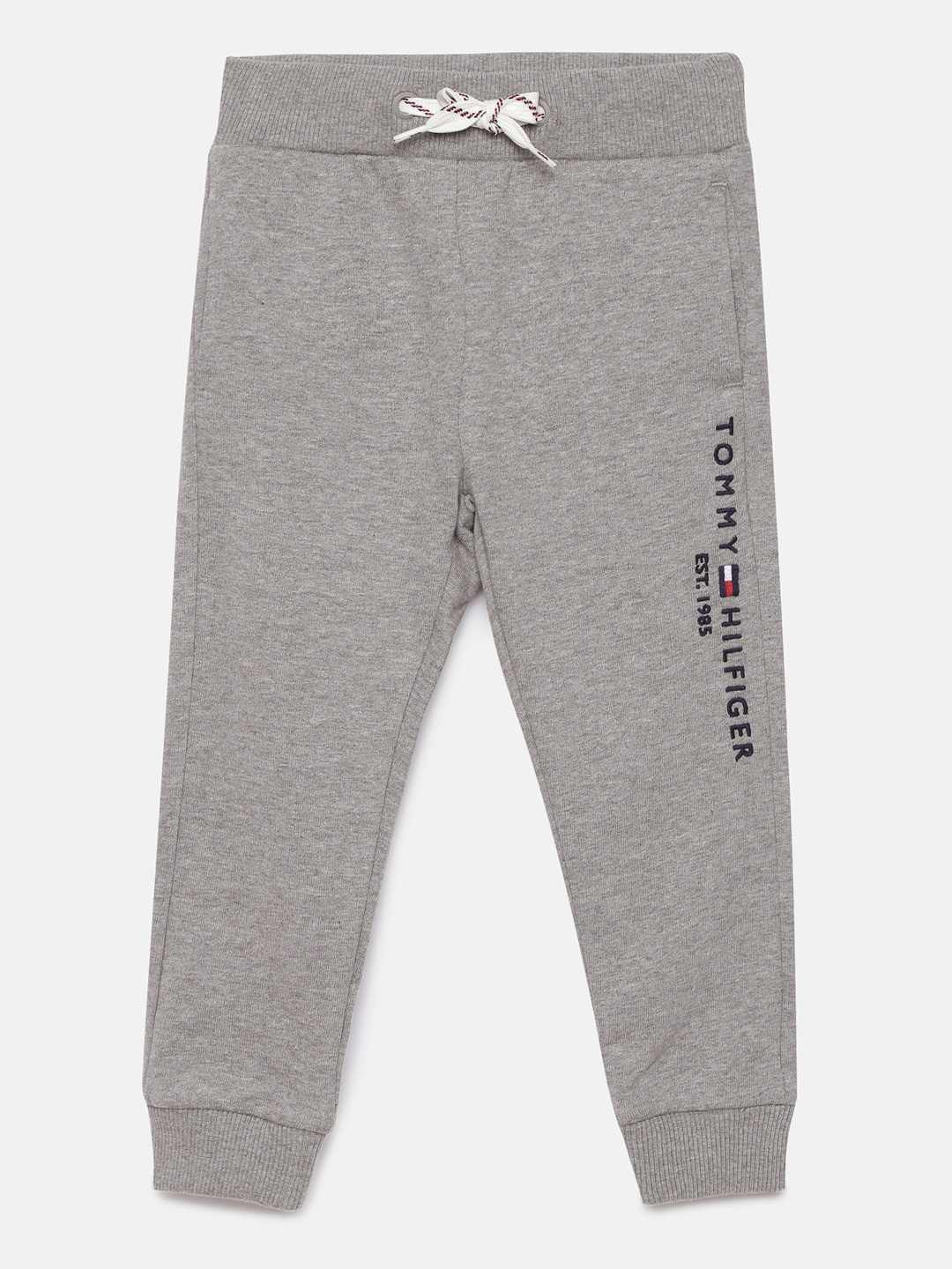 

Tommy Hilfiger Boys Grey Solid Pure Cotton Slim Fit Joggers