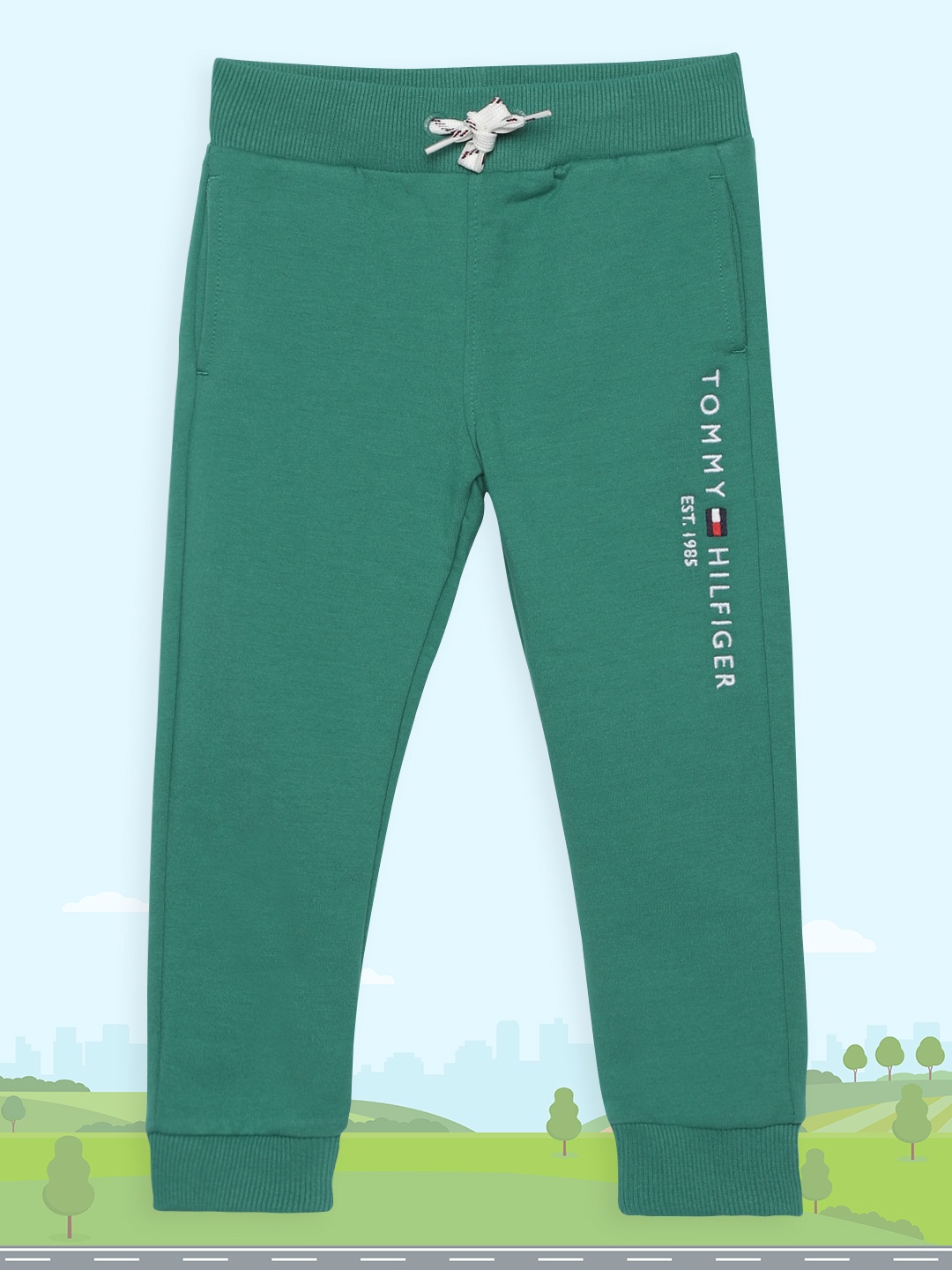 

Tommy Hilfiger Boys Green Solid Slim Fit Joggers