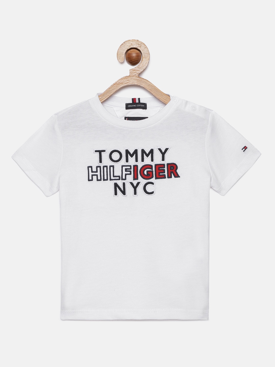 

Tommy Hilfiger Boys White Printed Organic Cotton Round Neck T-shirt