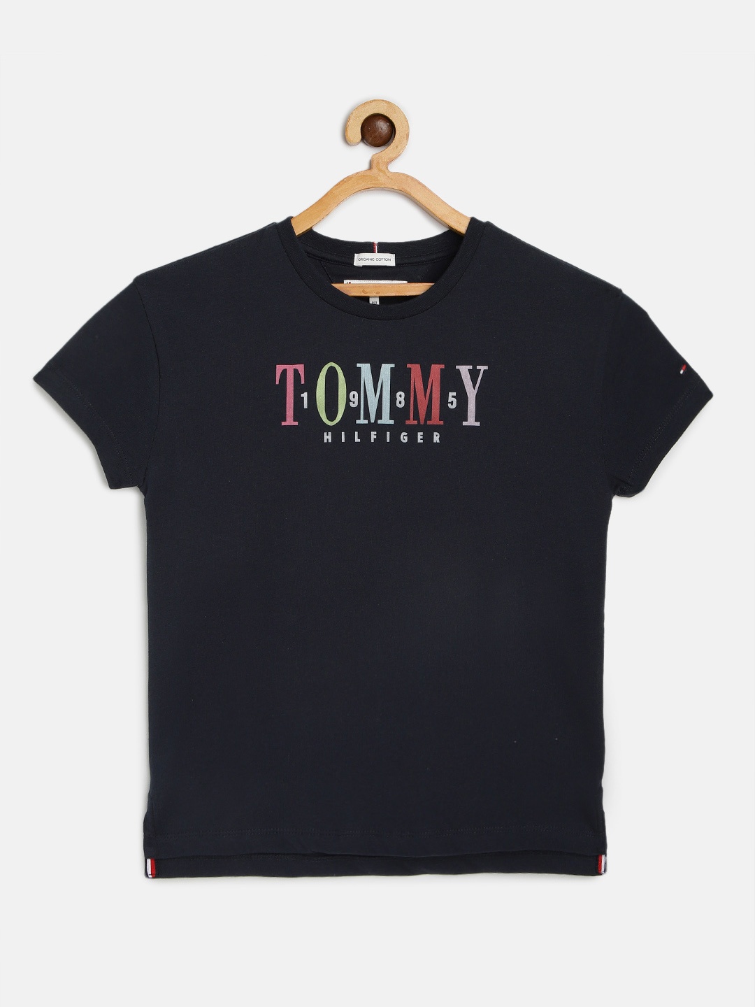 

Tommy Hilfiger Girls Navy Blue Printed Organic Cotton Round Neck T-shirt