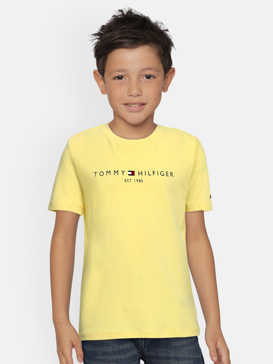 

Tommy Hilfiger Boys Yellow Solid Round Neck Cotton T-shirt