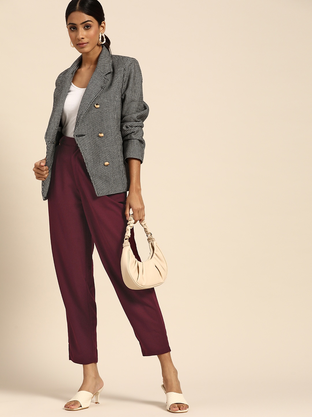 

all about you Women Burgundy Solid Trousers