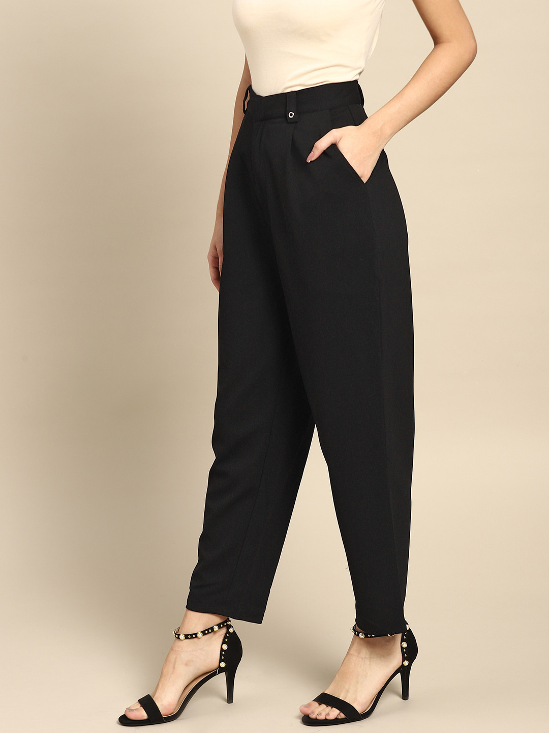 

all about you Women Black Pleated Trousers