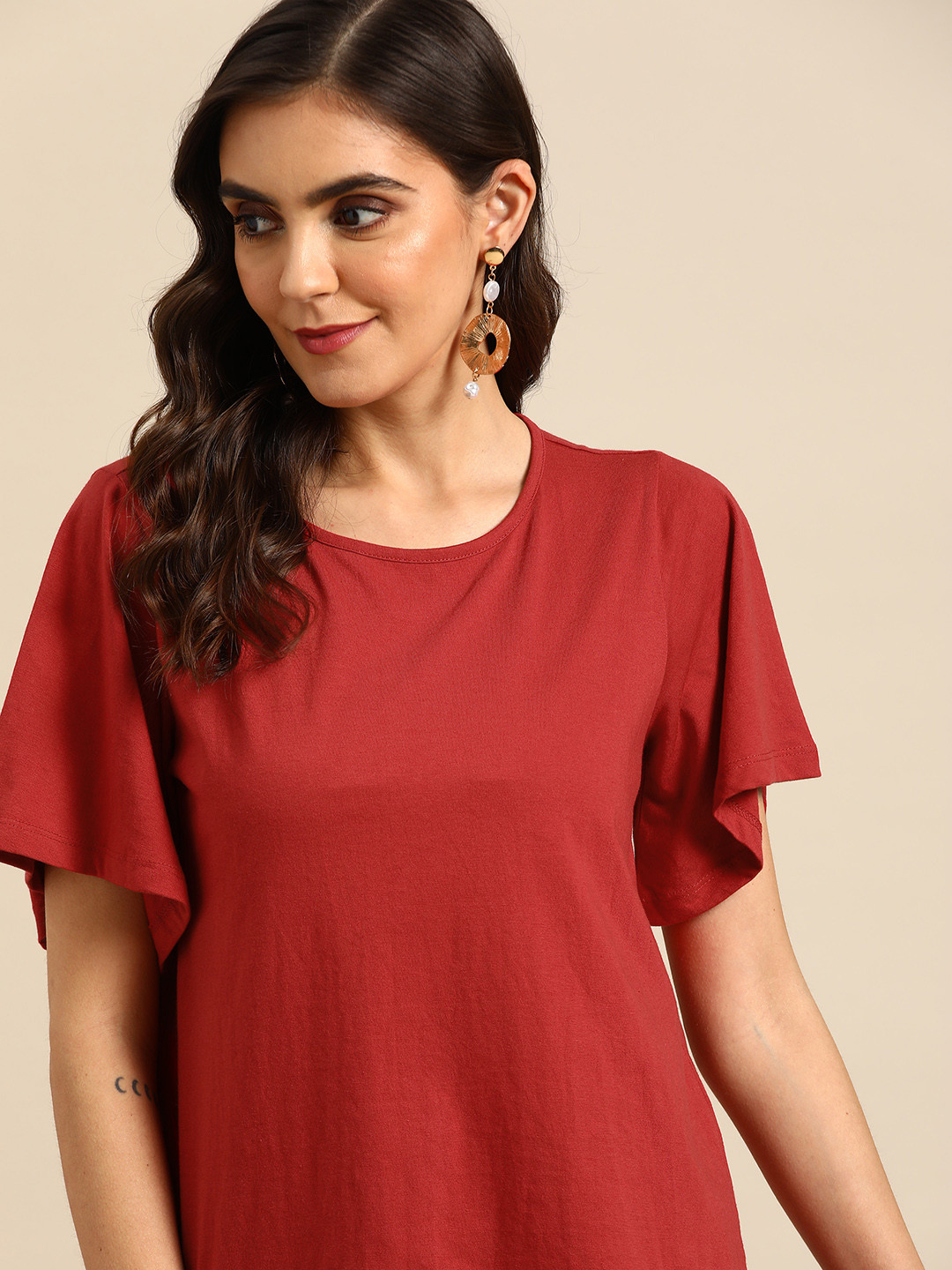 

all about you Women Maroon Solid T-shirt