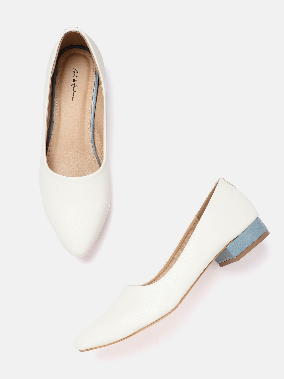 

Mast & Harbour Women Off-White Solid Ballerinas