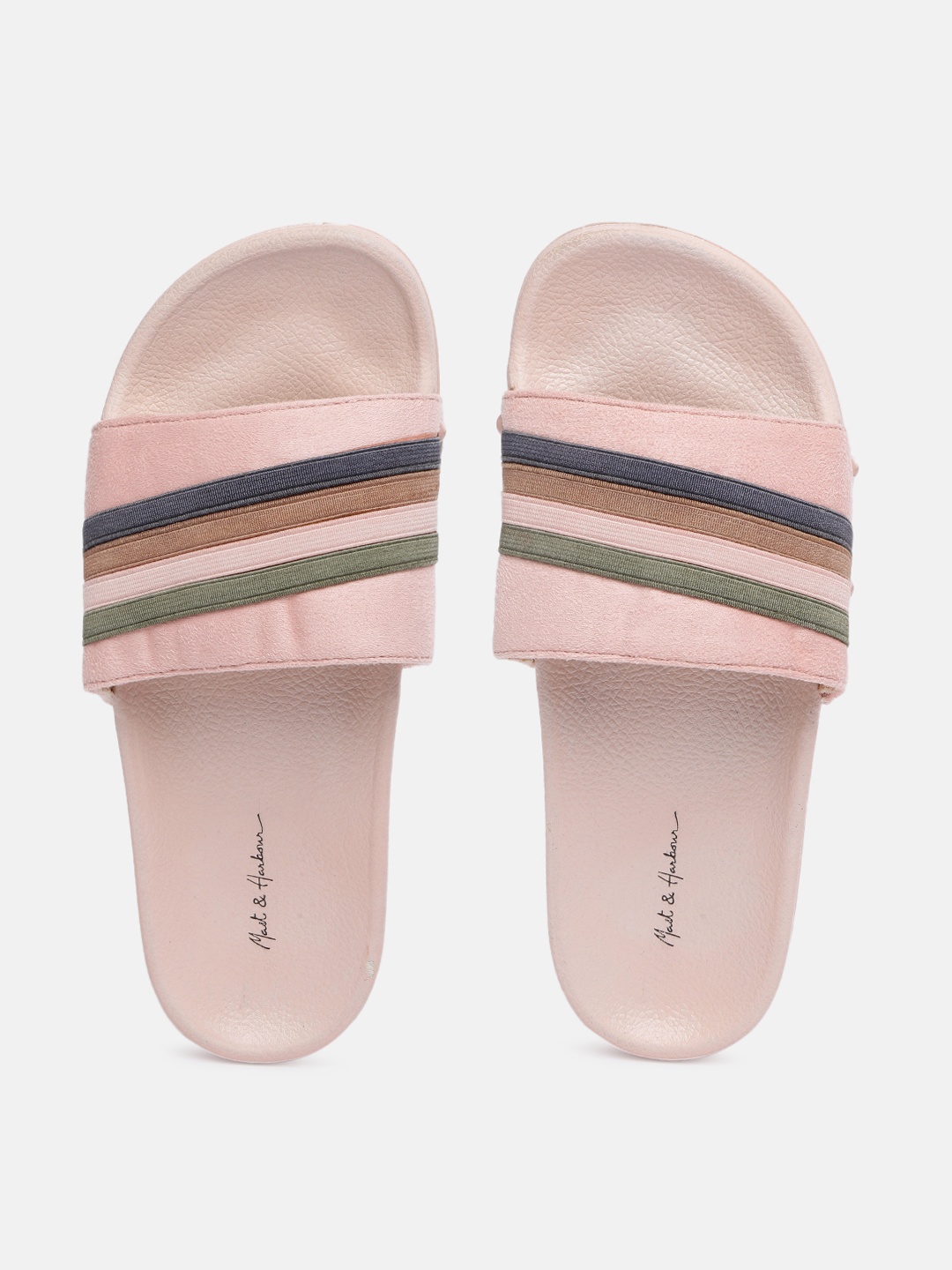

Mast & Harbour Women Pink Striped Sliders