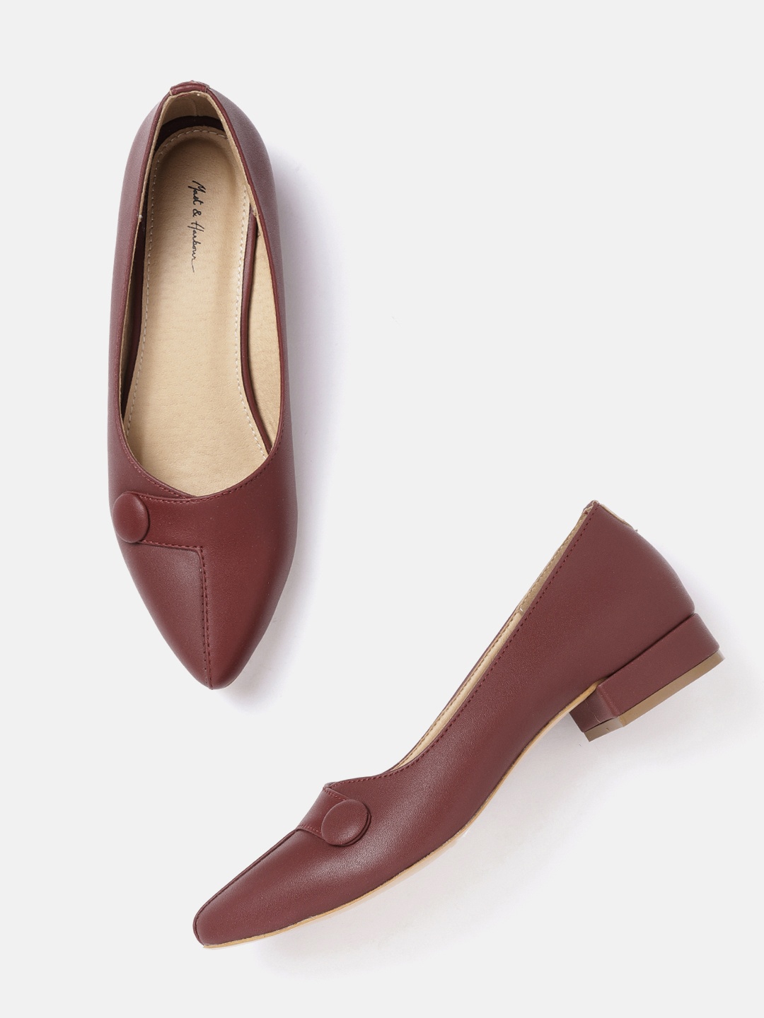 

Mast & Harbour Women Maroon Solid Ballerinas