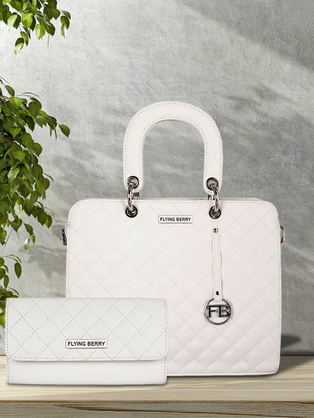 

FLYING BERRY White Textured Handheld Bag Combo
