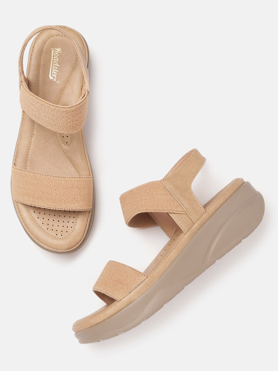 

The Roadster Lifestyle Co Women Beige Woven Design Flatforms