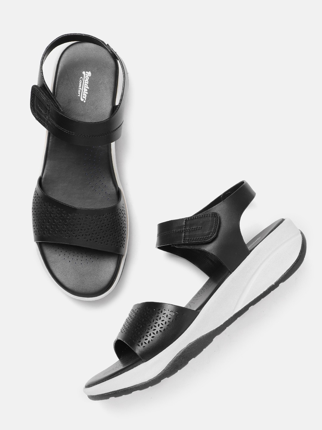 

The Roadster Lifestyle Co Women Black Laser Cut Comfort Heels